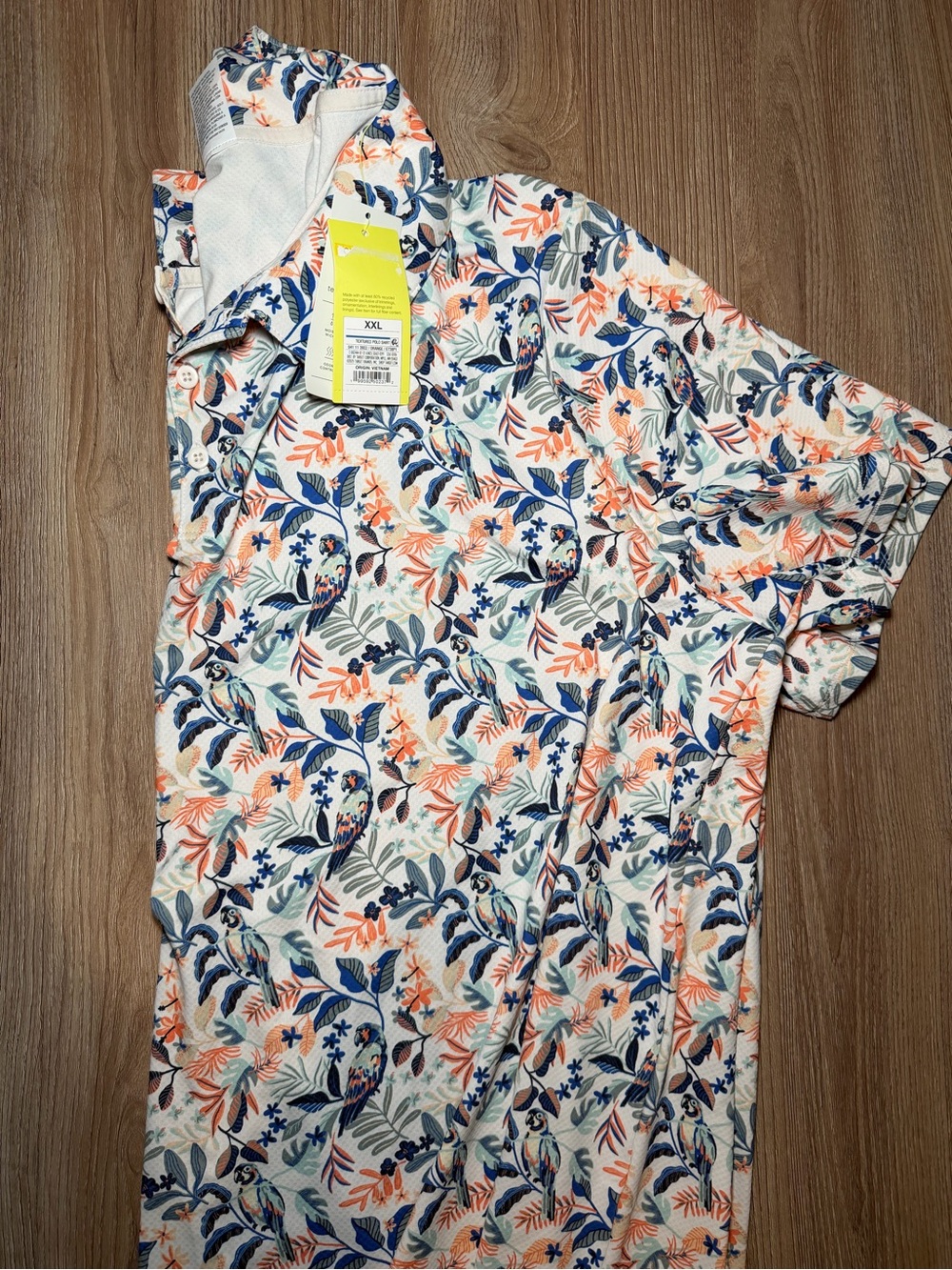 all in motion White Button-Up Shirt with Blue and Orange Floral Print